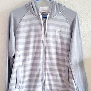 Adidas Gray Striped Zip-up Hoodie